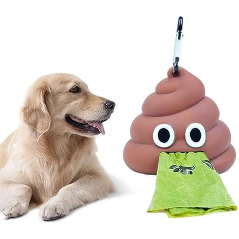 Distributeur Sac a Crottes Chien Distributeur de Sacs à Déjections Canines Silicone Avec Mousqueton et 1 Rouleau de Sac à Caca pour Chien, pour Plein Air Animaux Déchets (1/4)