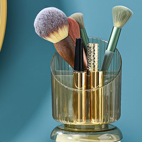 Porte-pinceaux de maquillage ovale transparent grande capacité, boîte de rangement portable pour pinceaux, rouge à lèvres, crayon à sourcils, pinceau à paupières, stylo anti-poussière, vert rétro, tai (1/5)