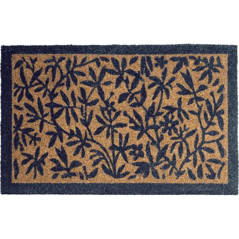 Felpudo de fibra de coco antideslizante 50 x 80 cm con dorso de PVC motivo hojas natural Nunivak