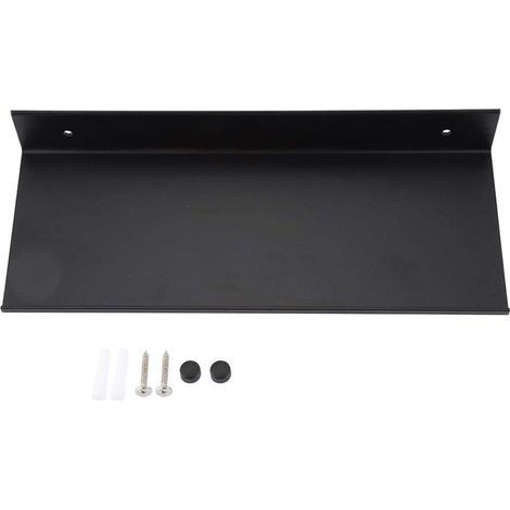 Mensola da bagno in alluminio opaco a singolo ripiano, nera (40 cm).