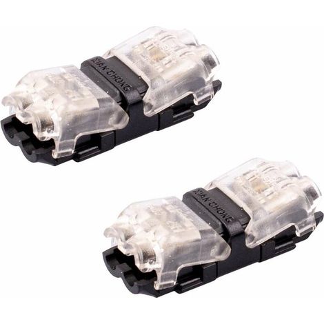 2x connecteur LED 2 broches 10mm à clipser raccord bande fil électrique cosse rapide lumière lampe cuisine maison meuble salle de bain (1/2)