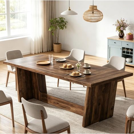 Tavolo da pranzo 180x79x75 cm in legno marrone, facile da montare FloraGrace (1/5)