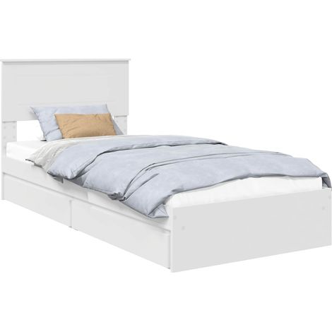 Storage Bed with Headboard White 90 x 200 cm Engineered Wood vidaXL
