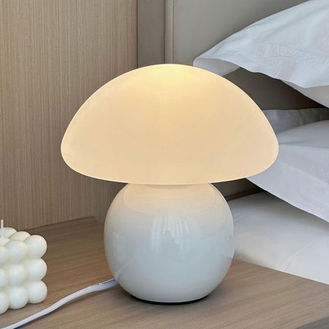 Lampe champignon à base en céramique avec lumière d'ambiance chaude, lampe de chevet moderne du milieu du siècle pour la chambre (1/5)