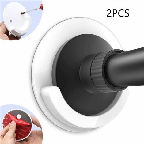 Lot de 2 supports de fixation pour tringle de rideau de douche, 8 cm de diamètre universel en acrylique 3M pour tringle de rideau de douche (barre de rideau de douche non incluse) (1/5)