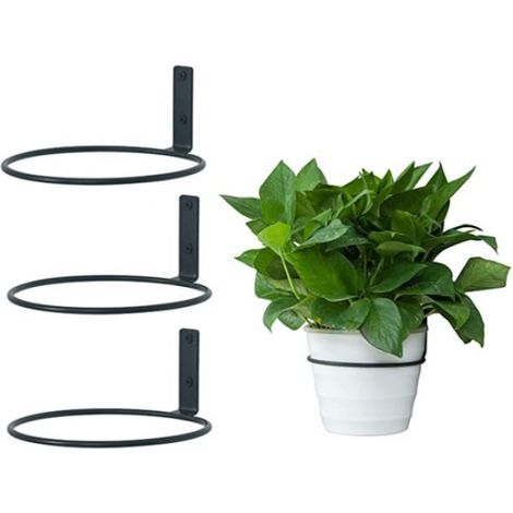 Filiyano – support – Lot de 3 supports muraux en métal pour pots de fleurs, anneaux de support, étagères pour pots de fleurs, pour patio, balcon (1/5)
