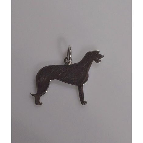 Silberanhänger mit geprägter Silhouette einer Französischen Bulldogge, komplett mit kostenlosem Halsband