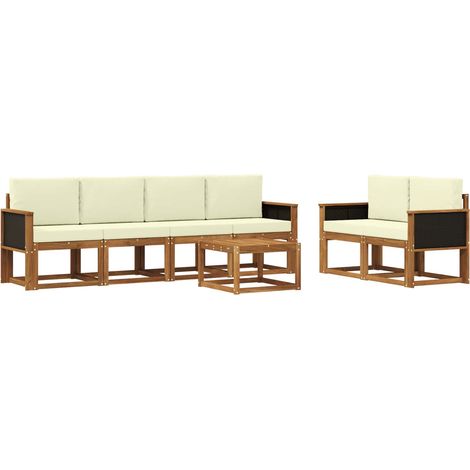 Outdoor-Sofagarnitur 6 Stk. Natur und Creme vidaXL (1/5)