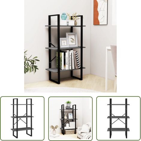 INLIFE Étagère de rangement Gris 60x30x105 cm Bois de pin massif (1/5)