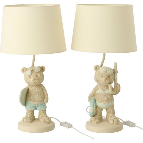 Lampe de table ours plage beige et bleu clair - beige et bleu clair (1/5)