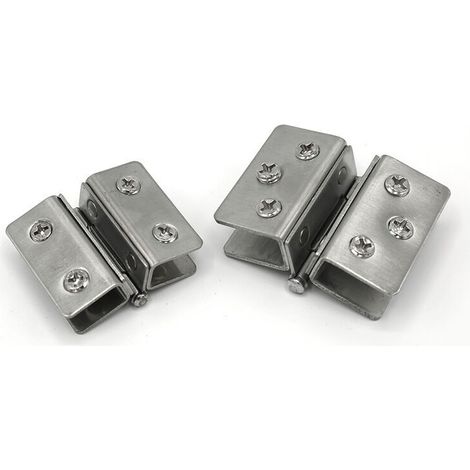 Charnières de porte à clip Charnières de fixation murale en acier inoxydable pliantes à 180 degrés, 7-11 mm d'épaisseur adaptative, 2 pièces (1/5)