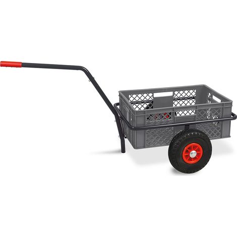 BRB Handwagen mit Kunststoffkorb H 240 mm, LxBxH 1250x640x660 mm, Tragkraft 200 kg (grau)