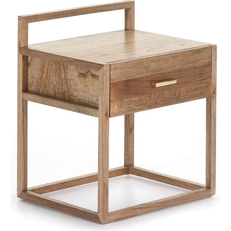 Table de chevet 1 tiroir bois massif foncé Castle (1/4)