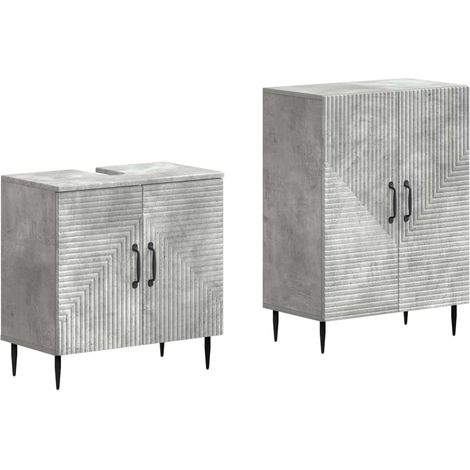 2 Piece Bathroom Cabinet Set HAARLEM Concrete Grey vidaXL (1/5)