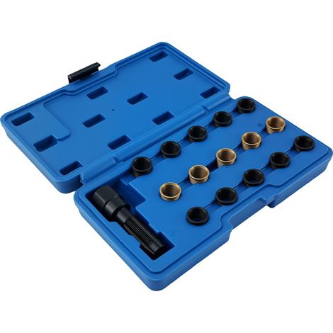 Jeu d'inserts de taraud, compatibilité M14 et M16, matériau en acier à haute teneur en carbone, comprend un étui de protection, plusieurs tailles disponibles, facile à utiliser (1/5)