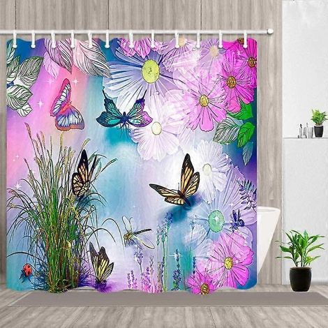 Rideau de douche imperméable à jolis papillons, décoration de salle de bain, accessoires de décoration de chambre imperméables, rideau pare-soleil (1/2)