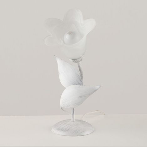 Weiß Silber Eisen Tischlampe ein Licht Alabaster Weiß Glas 19x h36 cm