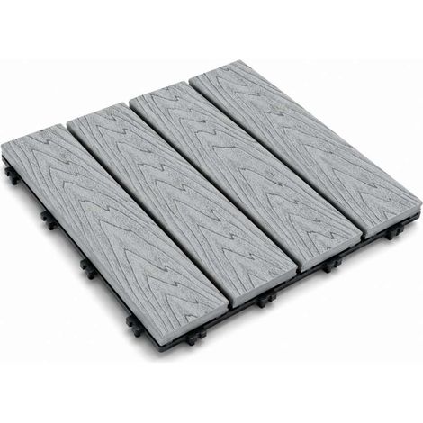 Piastrella ad incastro WPC 30x30 cm per esterni colore Grigio antiscivolo (1/5)