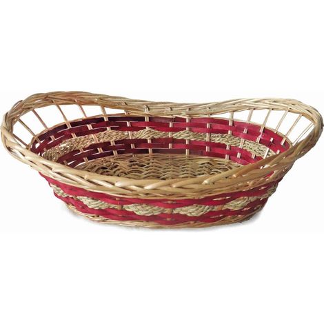 Cesto ovale in vimini rosso con manico incorporato, 51x36x12 cm (kit da 5)