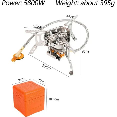 Réchaud à gaz TARKA 3 brûleurs pour camping touristique, four pliable de 5800 W pour randonnée, pique-nique et barbecue, équipement de cuisine portable. (1/4)