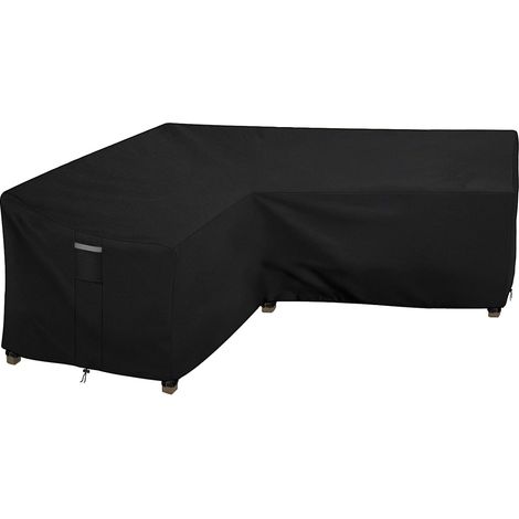 Housse Salon de Jardin en L Imperméable, Tissu Oxford 210D, Coupe-Vent, Anti-UV Housse de Protection Canapé Extérieur en Forme(215x215x87x80cm) - Noir (1/5)