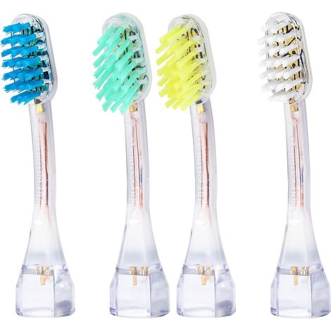 Têtes de Brosse à Dents M4 (1xbleu+1xturquoise+1xjaune+1xblanc)) I Petite Tête de Brosse pour Enfants et Petites mâchoires I Convient aux Brosses à Dents à Ultrasons emmi®-dent Platinum (1/5)