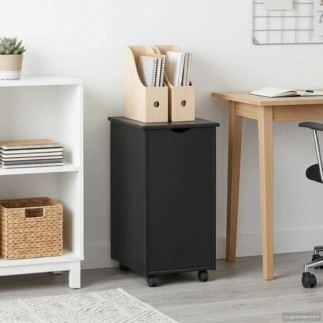 vidaXL Mobile con Ruote Nero 34 x 39 x 65,5 cm Legno di Pino