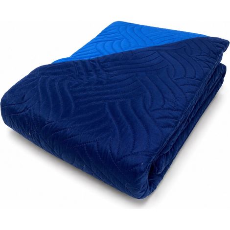 ART Couvre-lit matelassé bicolore en microfibre Manopesca Printemps Été Cm. 210x250 Bleu