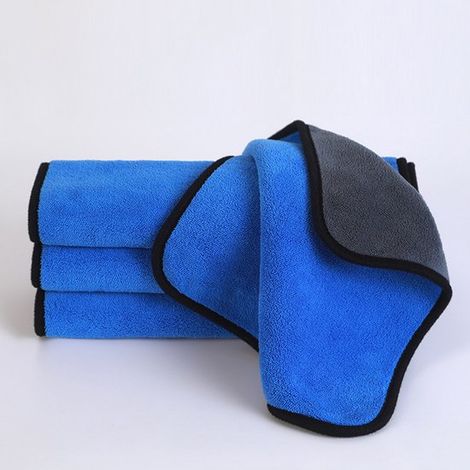 Mikrofasertücher, 4 Stück, doppellagig und verdickt, super saugfähig, geeignet für die Auto- und Motorradpflege, Lila – 30 cm × 30 cm (1/5)