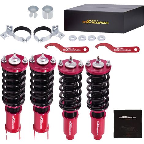 Kit di sospensioni coilover, regolazione a 24 scatti, regolazione dell'altezza da 1 a 3 pollici, compatibile con auto compatte dal 1992 al 2000, rigidità molla anteriore 8 kg/mm, rigidità molla poster (1/5)