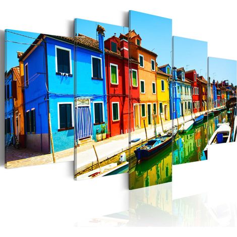 Tableau "Maisons Aux Couleurs de l'arc en Ciel" 50 x 100 cm (1/2)