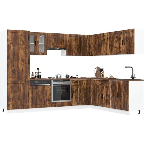 vidaXL Ensemble d'armoires de cuisine 14 pcs Porto bois d'ingénierie (1/5)