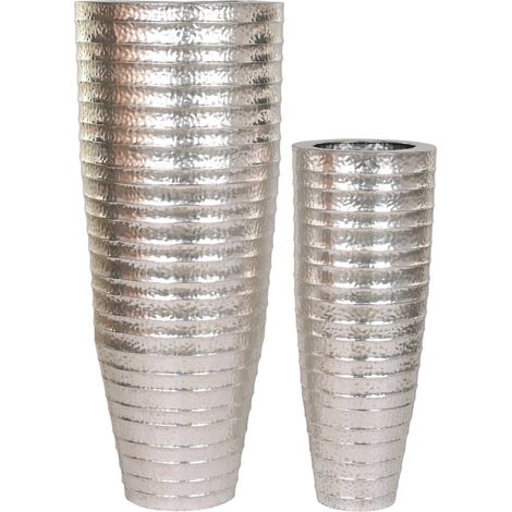 Cache-pot éclat métal argenté design élégant - Argent satiné à reflets métalliques (1/3)