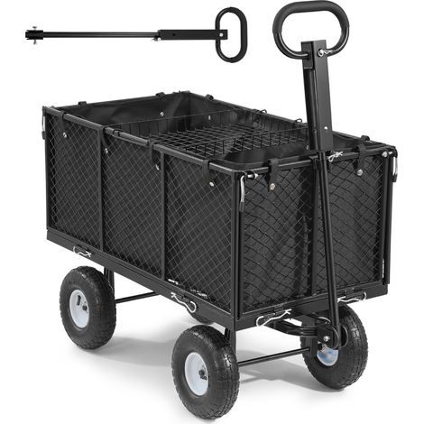 Mophorn Schwerlast-Bollerwagen, 544 kg Tragkraft, Handwagen mit Luftreifen, verstellbarem Griff, abnehmbaren Seitenwänden, vielseitig einsetzbar als Strand-, Camping- oder Gartenwagen, Schwarz