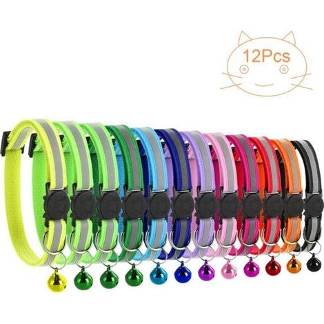 Collier pour chien - Nylon - Réfléchissant - Réglable - Lot de 12 (1/4)