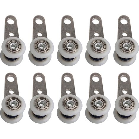 Lot de 10 roulettes pour baies vitrées ou portes coulissantes - en métal et en plastique - 4,5 x 1,9 cm