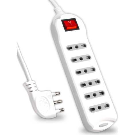 V-TAC Ciabatta Multipresa Elettrica con Interruttore e Cavo da 1,5 Metri - 6 Prese 10/16A Bipasso 2P+T - Con Spina 16A - Presa Elettrica per Casa, Ufficio, Negozio - Colore Bianco (1/5)