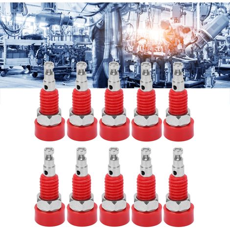 J.40002 Vergoldeter 2-mm-Bananenstecker aus reinem Kupfer, Pfeifklemmenblock, kleine Baugröße, 10er-Packung, rot (1/5)