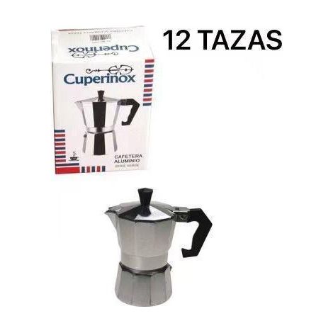 12 tazas cafetera italiana clasica aluminio cuperinox serie verde
