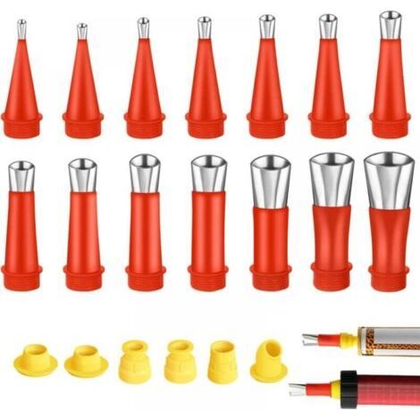 Stainless Steel Caulking Nozzle Applicator, 20PCS Universal Built-in Rubber Nozzle Tools, Caulking Gun Nozzle Caulking Tool for Kitchen, Bathroom (1/4)