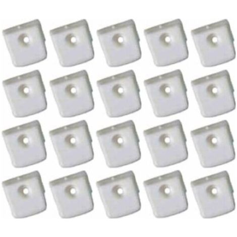 Lot de 20 supports muraux pour miroir Plastique blanc Hauteur 16mm Largeur 17mm Épaisseur 7mm Installation à visser (1/2)