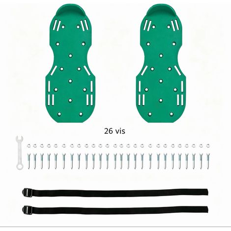Chaussures aérateurs de pelouse – 2 chaussures d'aération de pelouse avec sangles auto-agrippantes Outils d'aération de pelouse, sandales d'aération à pointes robustes, aérateur de cour pour (1/5)