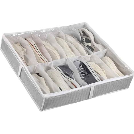 Organisateur De Chaussures Sous Lit - Sac De Rangement Pliable Pour 6 Paires - Avec Couvercle Anti-Poussière Et Poignées (1/5)