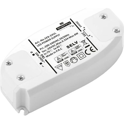 Dehner Elektronik SE 8-24VL (24VDC) Transformateur pour LED, Driver de LED à tension constante 8 W 0.33 A 24 V/DC 1 pc(s) S528482