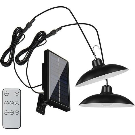 Lampe Solaire Exterieur Detecteur Mouvement Telecommande Panneau Reglable 360 Double Tete Cable 3m IP65 Jardin Balcon Garage Camping (1/4)