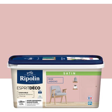 Peinture Murale Toutes Pièces - Satin - 2,5L - Rose Jabadao - Ripolin