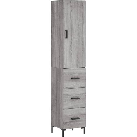 Credenza cassettiera mobile contenitore organizer cucina soggiorno salotto alto sonoma 345 x 34 x 180 cm legno ingegnerizzato grigio 020035207
