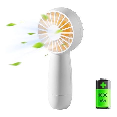 Mini ventilatore portatile USB bianco con 3 velocità e 3 velocità ricaricabili, piccolo, potente, ventilatore da tavolo a batteria per piccoli spazi. (1/5)