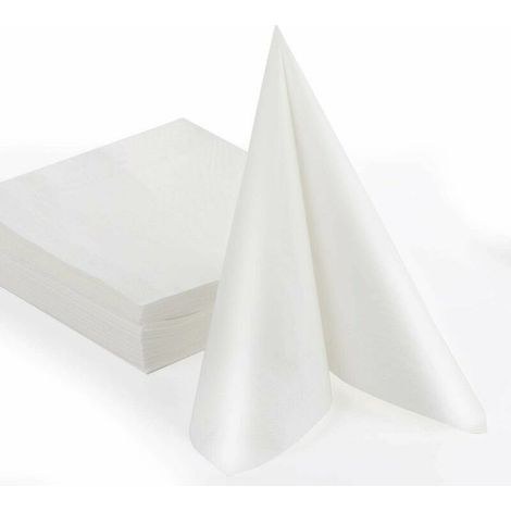 Packung mit 50 Servietten, 40x40 cm, hochwertige Einwegservietten, 100% weiße Zellulosepapierservietten, dekorative Stoffservietten, perfekt für Hochzeiten, Partys, Geburtstage, Taufen (1/5)