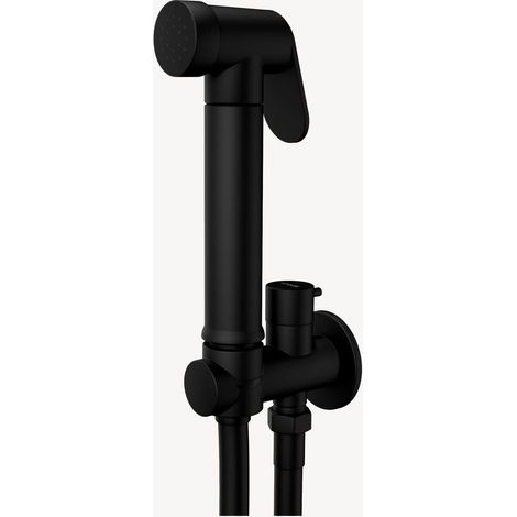Wand-WC-Duschset rund - Schwarz